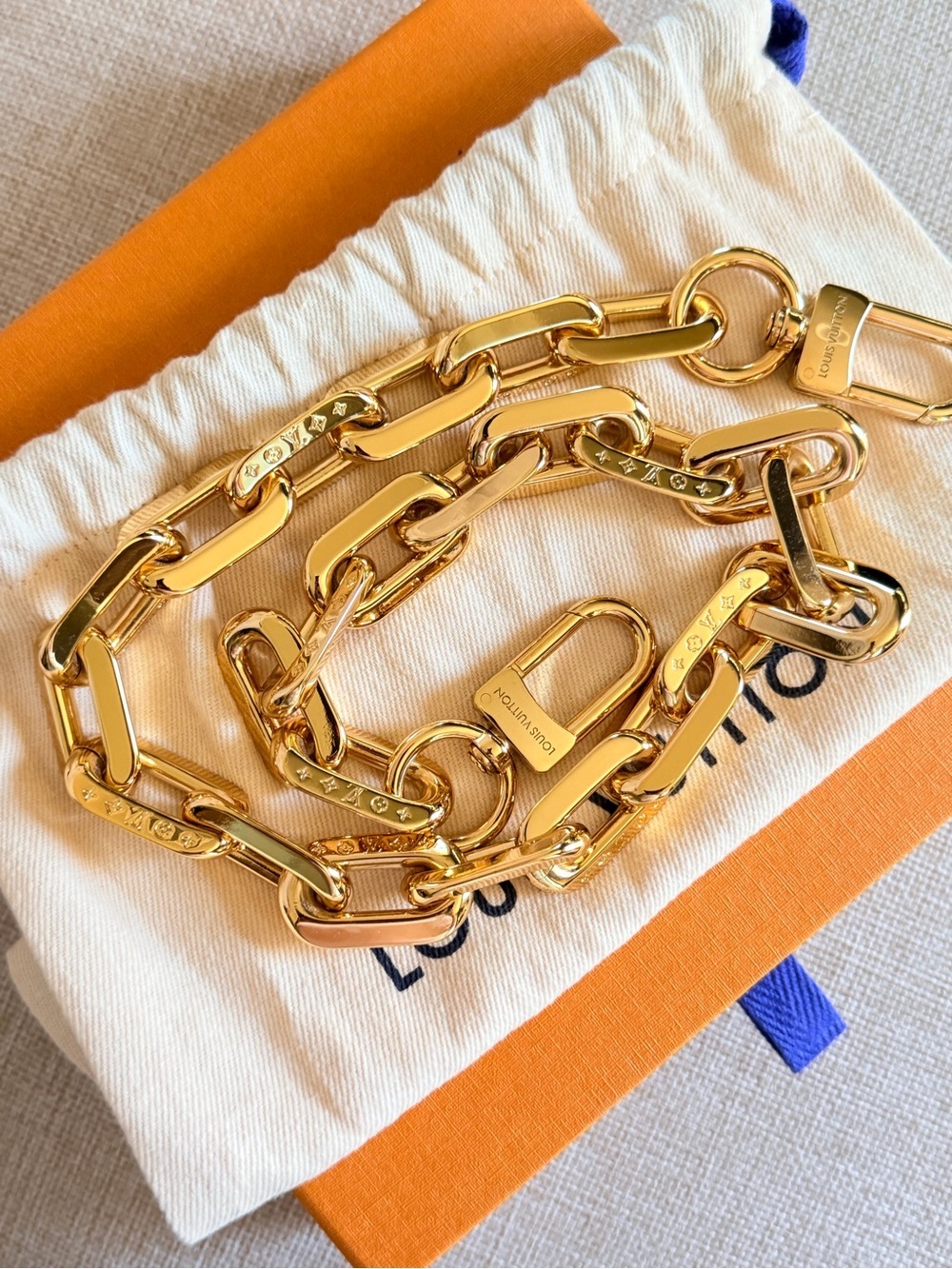 Louis Vuitton Coussin Gold Chain Strap Monogram Chunky Links w Box & Dust Bag